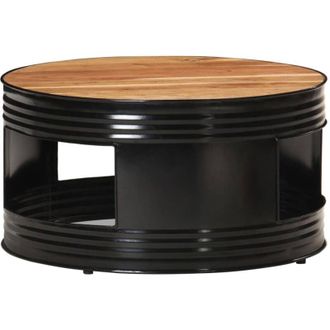 vidaXL Mesa De Centro De Madera Maciza De Acacia Negro 68x68x36 Cm Vidaxl
