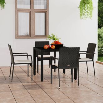 vidaXL Sillas De Jard&iacute;n Con Cojines 4 Unidades Rat&aacute;n Sint&eacute;tico Negro Vidaxl