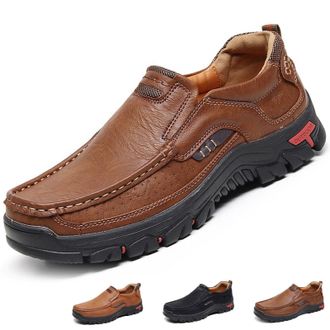 Generic Mens Handcrafted Leather Waterproof Non-Slip Orthopaedic Ankle Boots, Slip on Sports Loafers Moccasins Business Sneaker (10.5,Dark Brown)