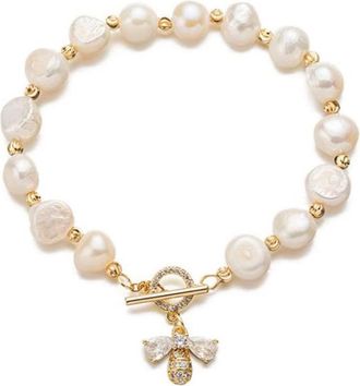 Generic Pearl Bracelet Chain Culture Adjustable Fashion Charm Exquisite Handmade Jewelry Ladies Wife Girl Young Girls Set (gold, One Size)