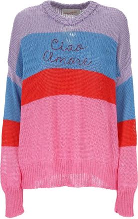 Giada Benincasa Maglione con dettaglio a righe - Rosa