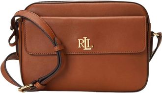 Ralph Lauren Gouden Logo Leren Crossbody Tas - Dames - Schoudertassen - Bruin - ONE Size - Leer - Tassen