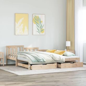 Berkfield Home Daybed with Trundle & Drawers without Mattress 90x190 cm Single in Brown