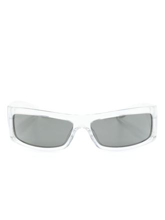 Gucci logo-plaque rectangle-frame sunglasses - White