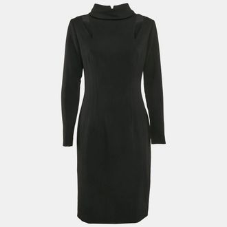 Gianfranco Ferre Black Crepe Turtle Neck Short Dress