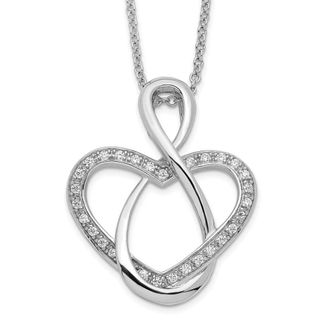 Diamond2Deal Sterling Silver CZ Lifetime Friend Pendant Necklace 18