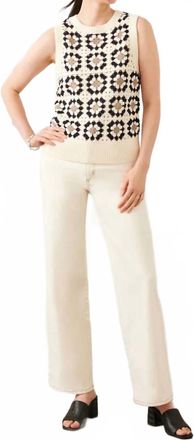 Karen Kane Pax Patchwork Crochet Sweater Tank In Black