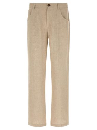 S&eacute;fr Beige Regular Flat Front Pants