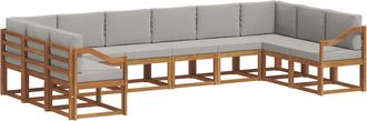 vidaXL Conjunto De Sof&aacute;s De Exterior 10 Uds. Gris Natural Y Claro Vidaxl
