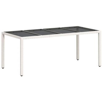 vidaXL Mesa De Jard&iacute;n Superficie De Vidrio Rat&aacute;n Pe Blanco 190x90x75cm Vidaxl