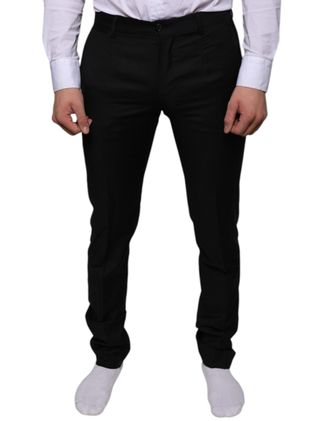 Dolce & Gabbana Mens Black Wool Skinny Dress Formal Pants Virgin