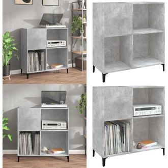vidaXL Mobile Porta Dischi Grigio Cemento 84,5x38x89 Legno Multistrato - Mobile per dischi vinili - Mobile per giradischi
