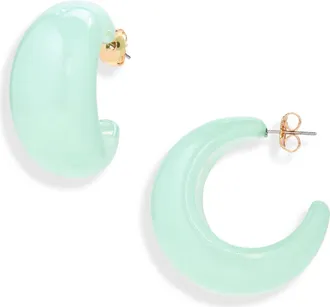 Leith Puffy Resin Hoop Earrings in Green at Nordstrom Rack