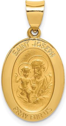 Diamond2Deal 14k Yellow Gold Polished and Satin St Joseph Medal Hollow Pendant
