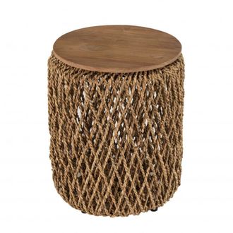 Macabane Mesa auxiliar redonda de fibra de cocotero D38