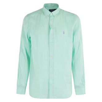 Polo Ralph Lauren Linnen Sport Shirt - Heren - Casual Overhemden - Groen - XL - Linnen - Overhemden