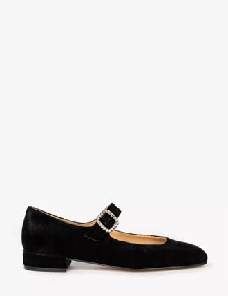 Penelope Chilvers WomenS Low Mary Jane Diamante Velvet Shoes In Black