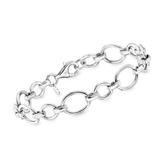 Ross-Simons Italian Sterling Silver Cable and Oval-Link Bracelet