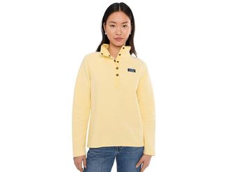 L.L.Bean Lakewashed Double-Knit 1/4 Snap Womens Sweatshirt Light Yellow : 2XL, Cotton/Polyester
