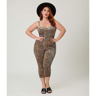 Unique Vintage Plus Size 1950s Cropped Jumpsuit in Leopard Print at Nordstrom, Size 3X