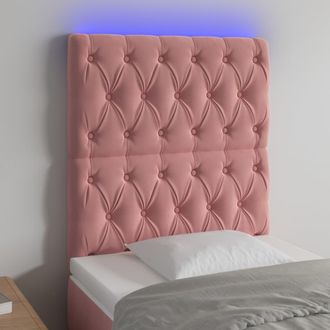 vidaXL Cabecero Con Luces Led Terciopelo Rosa 80x7x118/128 Cm Vidaxl