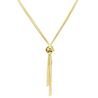 Diamant L'&eacute;ternel Womens 9ct Yellow Gold Tassle and Popcorn Knot Necklace of 18 Inch/46cm Length - One Size
