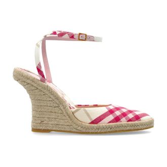 Burberry Wedges, female, Pink, Size: 11 US Mews Wedge Espadrilles
