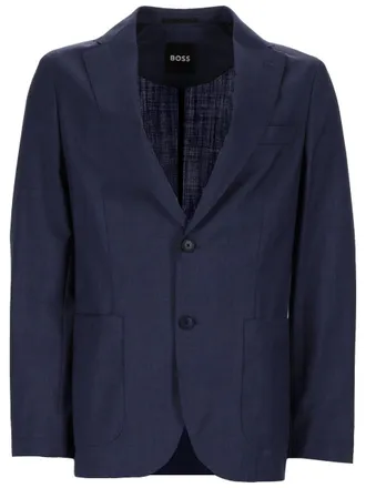 BOSS Navy Virgin Wool Tailored Blazer