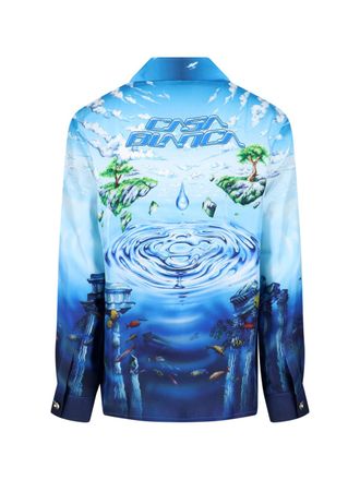Casablanca Photorealistic Digital Print Silk Shirt - Blue