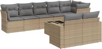 vidaXL Set De Sof&aacute;s De Jard&iacute;n 9 Pzas Con Cojines Rat&aacute;n Sint&eacute;tico Beige Vidaxl