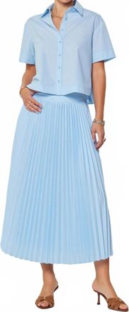 Current Air Pleated Midi Skirt In Baby Blue
