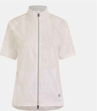 Calvin Klein Womens Solid Patterned Zip Neck Windbreaker Jacket - White - Size: 16