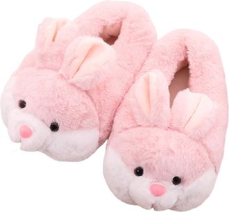 Generic Cute Rabbit Plush Cotton Slippers Full Cover Flat Thermal Home Shoe (Pink 36-41)