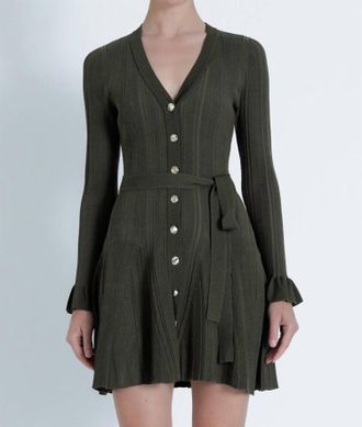 Karina Grimaldi Laurel Knit Mini Dress In Army