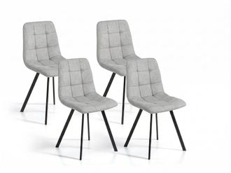 Pondecor Interiorismo Set de 4 sillas de comedor tapizadas en tela gris. 46&times;54&times;89 cm