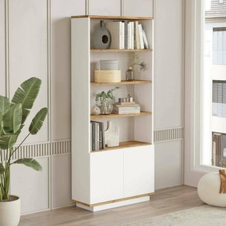 Dmora Dmora - Libreria Heze, Scaffale Da Ufficio, Mobile Portalibri, Biblioteca, 75x27h168 Cm, Quercia E Bianco, Con Imballo Rinforzato, Con Imballo Rinforz