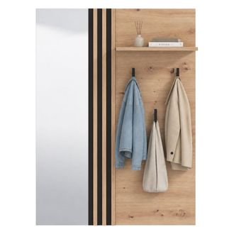 Dmora Mueble De Entrada Nuku, Espejo Incluido, Un Estante, Perchero, 102x76x21h Cm Marr&oacute;n Roble Nodo