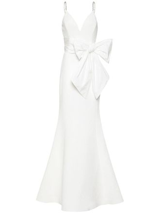 Rebecca Vallance Genevieve bow-embellished gown - women - Polyester/Spandex/Elastane - 8 - White