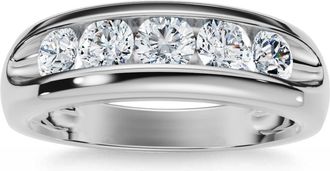 Pompeii3 3/4Ct Mens Diamond 5-Stone Wedding Ring Channel Set 10k Gold Lab Grown
