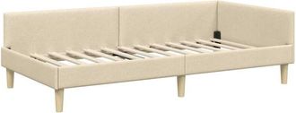 vidaXL Corner Bed Frame with Headboard Cream 90 x 200 cm Fabric vidaXL