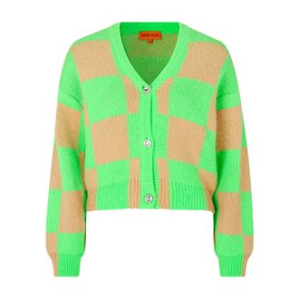 Stine Goya Cardigans, female, Multicolor, S, Checked Alpaca Knit Cardigan