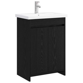 vidaXL Juego De Muebles De Ba&ntilde;o Roble Negro 61 X 40 X 84,5 Cm Vidaxl