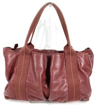 Herm&egrave;s Red Color Leather Shoulder Bag Tote Bag (Pre-Owned)