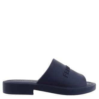 Ferragamo Giuneva Logo Embossed Slides, Size 9