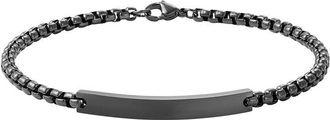 Adornia Adornia Silver Plated Stainless Steel Tarnish-Resistant Mens Blackened Id Bracelet