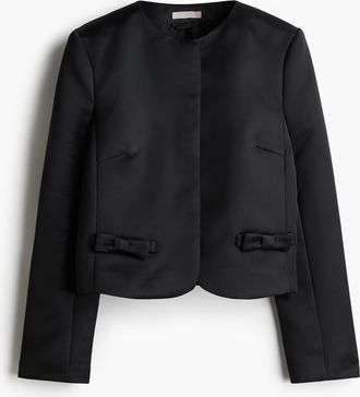 H&M Satinblazer mit Schleife - Schwarz