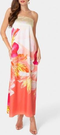 Bebe Strapless Satin Maxi Dress in Pink Floral at Nordstrom Rack, Size X-Small