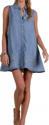 Elan Eyelet Denim Dress In Blue