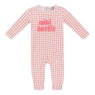 Mocha Checkered Mini Bestie Romper in Pink/white at Nordstrom, Size 3M
