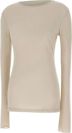 Entire studios Round-neck Knitwear, female, White, Size: S Sheer Long Sleeve